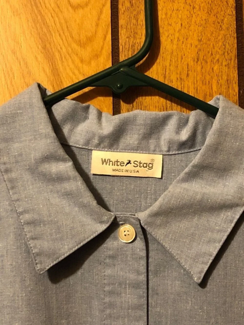Vintage White Stag Made in USA Oversize Blue Collard Shirt Sz 14